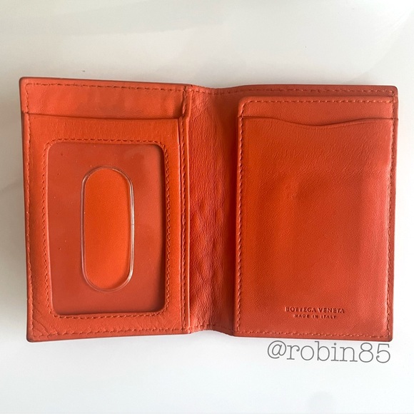BOTTEGA VENETA ⇢ Intrecciato Card Case 𓁿 Orange Lambskin 𖠰 Pocket Organizer - Picture 5 of 7